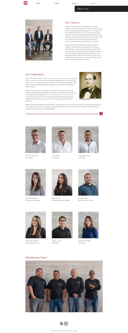 A screenshot of an informational page on the Haussmann Natural Stone website