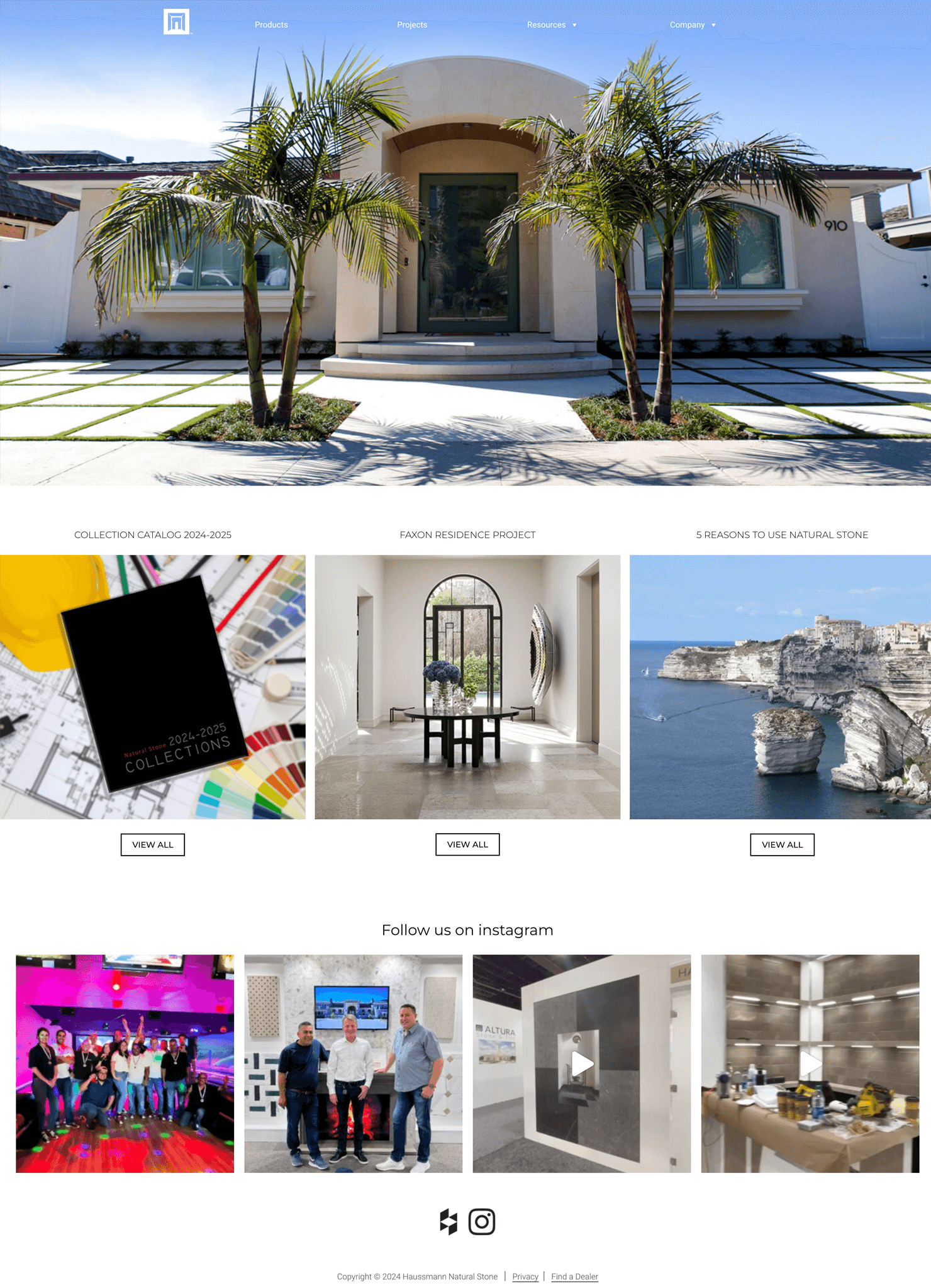 Home page view of the Haussmann stone website