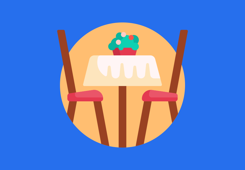 An icon of a restaurant table