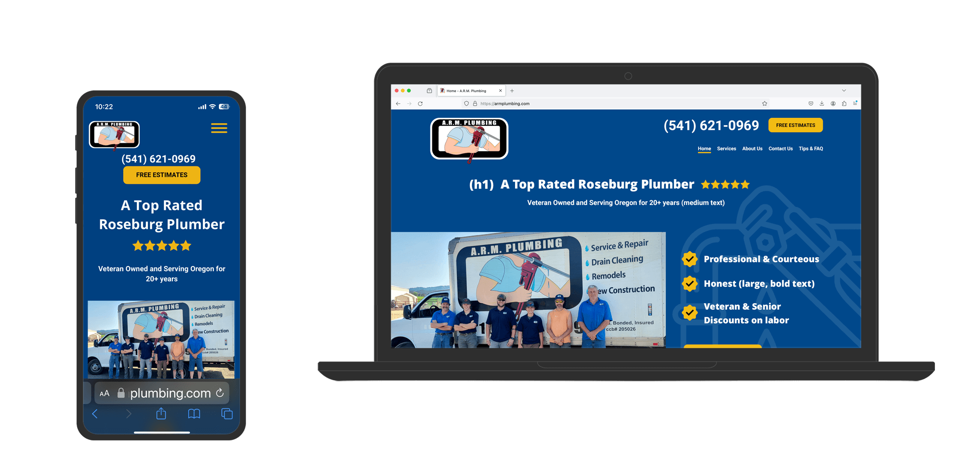 Website design for a local plumbing service