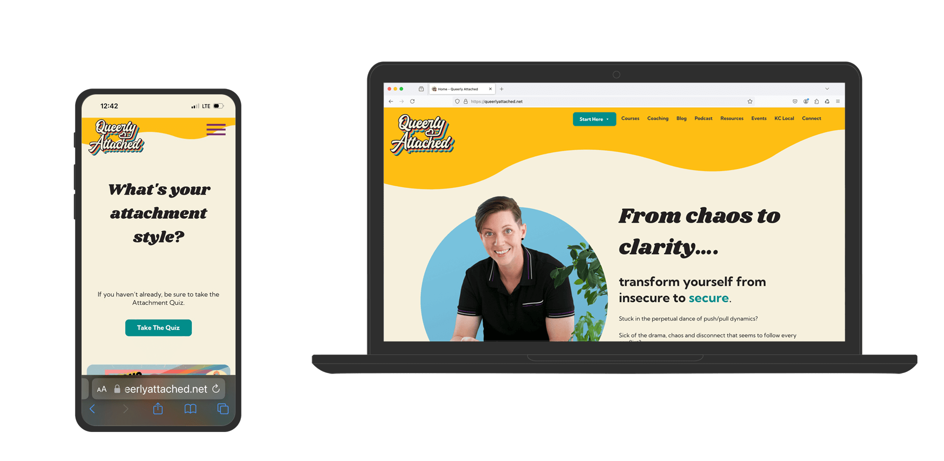 Example of the Queerly Attached custom WordPress website design and logo