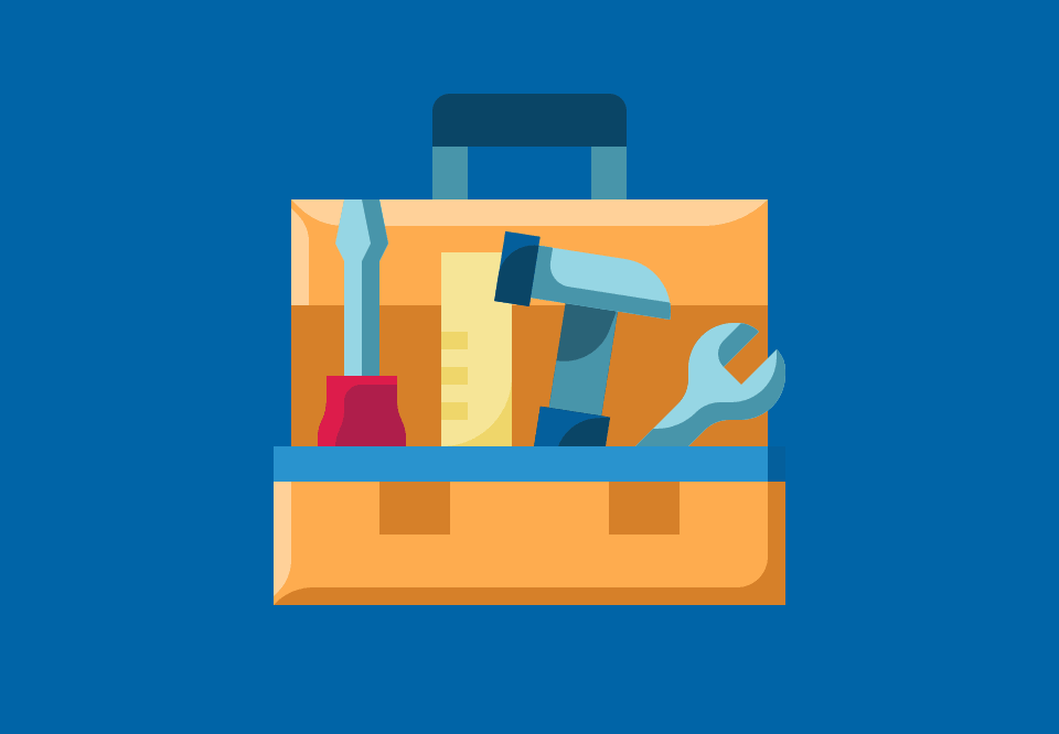 a tool box illustration representing websites for builders, general contractors, plumbers, electricians, etc
